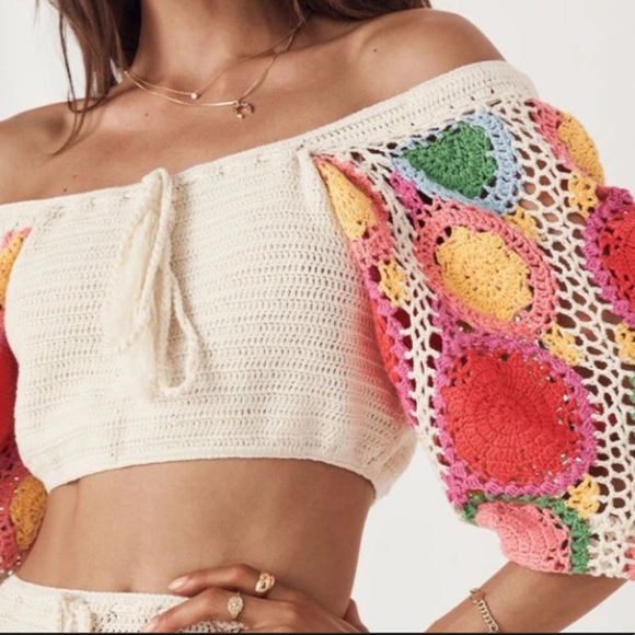 ๐HP Spell & The Gypsy x Free People Let The Sunshine In L Ivory Crochet Sweater - Picture 2 of 16